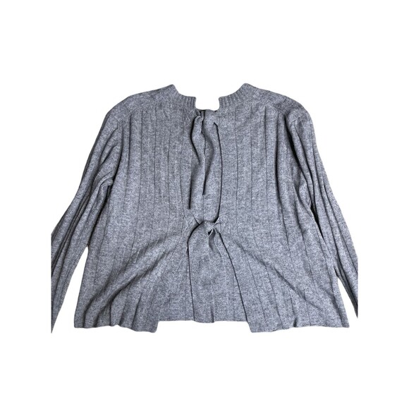 Derek Lam 10 Crosby Sweater Open Tie Back Bow Gray Ribbed Size small EUC - Picture 5 of 12